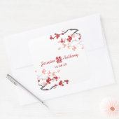 Sticker Carré Cherry Blossoms double bonheur Mariage chinois (Enveloppe)