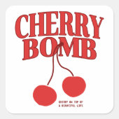 Sticker Carré Cherry Bomb Rétro (Devant)