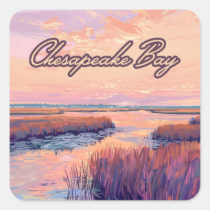 Sticker Carré Chesapeake Bay Annapolis Maryland Virginie Sunrise