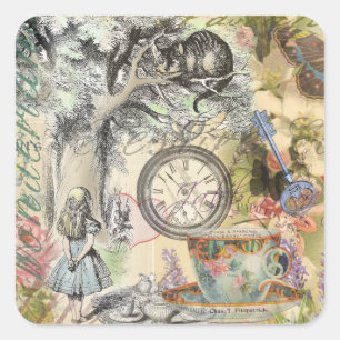 Sticker Carré Cheshire Chat Alice Wonderland Classic