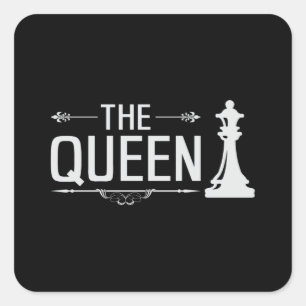 Sticker Carré Chess Chess Board Checkmate Queen Board Jeu cadeau