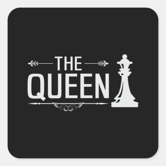 Sticker Carré Chess Chess Board Checkmate Queen Board Jeu cadeau (Devant)