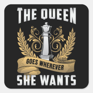 Sticker Carré Chess Chess Board Queen Checkmate Board Jeu cadeau