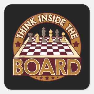 Sticker Carré ChessBoard Citation Joueur d'échecs Penser Jeu Boa