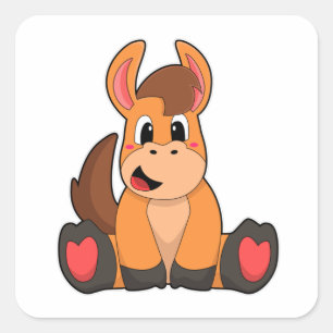 Sticker Carré Cheval assis