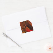 Sticker Carré Cheval avec Bow rouge (Enveloppe)