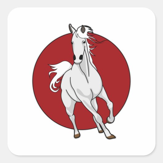 Sticker Carré Cheval blanc (Devant)