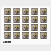 Sticker Carré Cheval Boots Cowboy Sunflowers Horseshoe (Feuille)