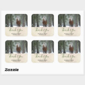 Sticker Carré Cheval Brown dans un Merci forestier d'hiver (Feuille)