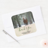 Sticker Carré Cheval Brown dans un Merci forestier d'hiver (Enveloppe)