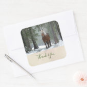 Sticker Carré Cheval Brown dans une forêt en Merci Pittoresque d (Enveloppe)