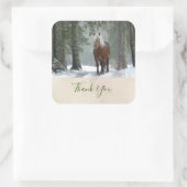 Sticker Carré Cheval Brown dans une forêt en Merci Pittoresque d (Sac)