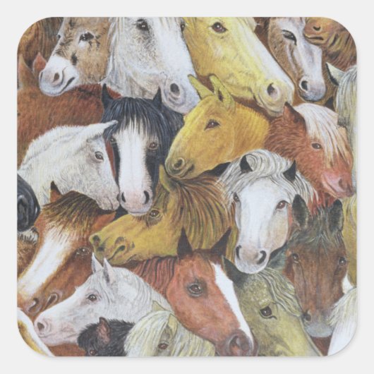 Sticker Carré Cheval Chevaux (Devant)