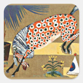 Sticker Carré Cheval clown, peinture d'art, (Devant)
