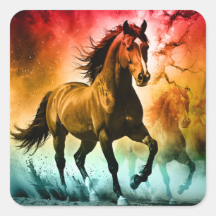 Sticker Carré Cheval courant