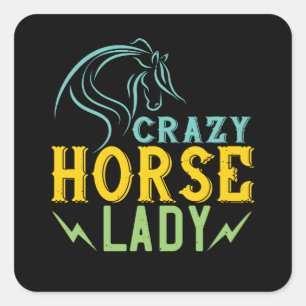 Sticker Carré Cheval - Crazy Horse Lady