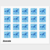 Sticker Carré Cheval de carrousel - Cobalt et Sky Blue (Feuille)