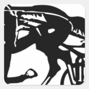 Sticker Carré Cheval de course d'attelages