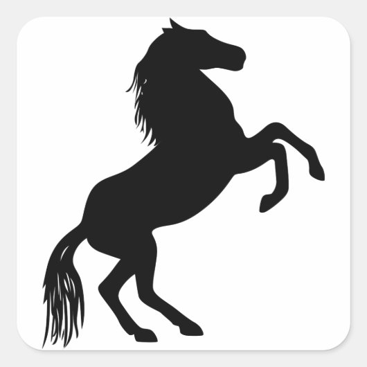 Sticker Carré Cheval élevant Silhouette (Devant)