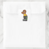 Sticker Carré Cheval en Patinage avec Skateboard (Sac)