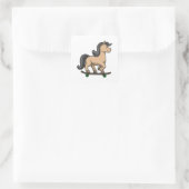 Sticker Carré Cheval en Patinage avec Skateboard (Sac)