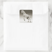 Sticker Carré Cheval Equestre Blanc Mare (Sac)