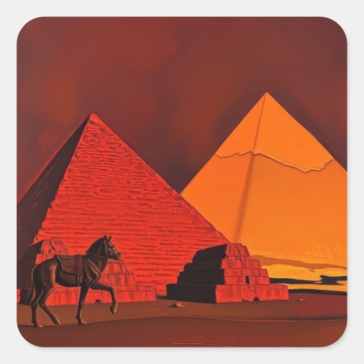 Sticker Carré Cheval et Pyramide (Devant)