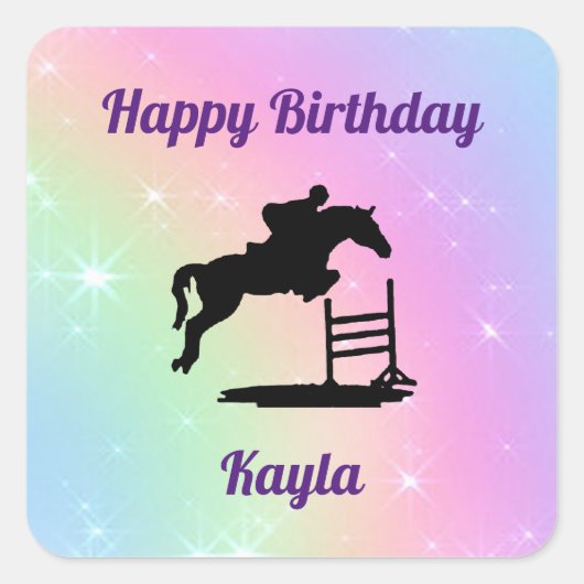 Sticker Carré Cheval fille (Devant)