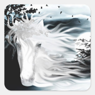 Sticker Carré Cheval gaché