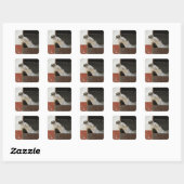 Sticker Carré Cheval gris dans une écurie (Feuille)