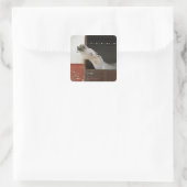Sticker Carré Cheval gris dans une écurie (Sac)