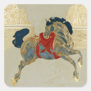 Sticker Carré Cheval Impérial Doré