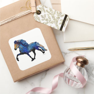 Sticker Carré Cheval islandais Stary Night