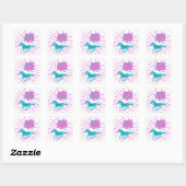 Sticker Carré Cheval Joyeux Anniversaire rose violet Turquoise (Feuille)