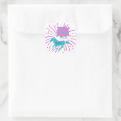 Sticker Carré Cheval Joyeux Anniversaire rose violet Turquoise (Sac)
