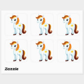 Sticker Carré Cheval mignon (Feuille)