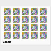 Sticker Carré Cheval mignon (Feuille)