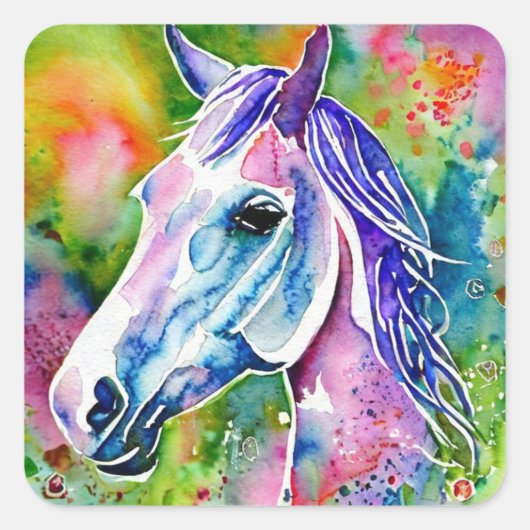 Sticker Carré Cheval mignon (Devant)