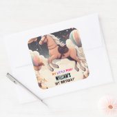 Sticker Carré cheval mignon mon petit poney premier 1er annivers (Enveloppe)