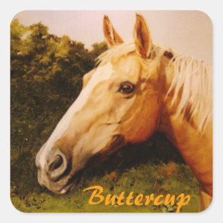 Sticker Carré Cheval Palomino avec lame