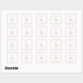Sticker Carré Cheval rose Fille Baby shower Merci (Feuille)