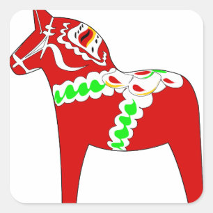 Sticker Carré Cheval rouge de Dalarna