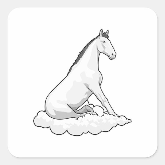 Sticker Carré Cheval sur nuage (Devant)