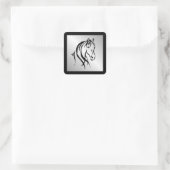 Sticker Carré Cheval tête sur argent (Sac)