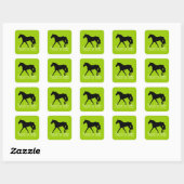 Sticker Carré Cheval Trotter Missouri Fox Silhouette Vert brilla (Feuille)