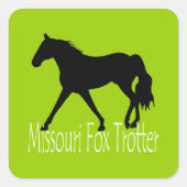 Sticker Carré Cheval Trotter Missouri Fox Silhouette Vert brilla (Devant)