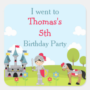 Sticker Carré Chevalier à cheveux noirs mignon 'Je suis allé à'