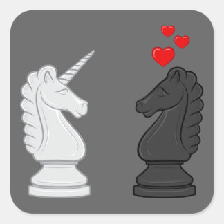 Sticker Carré Chevalier d'échecs Unicorne