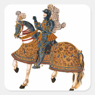 Sticker Carré Chevalier médiéval en Armor à cheval