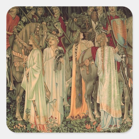 Sticker Carré Chevaliers médiévaux de la Table Ronde (Devant)